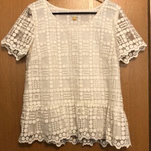 Formal white, short sleeve blouse